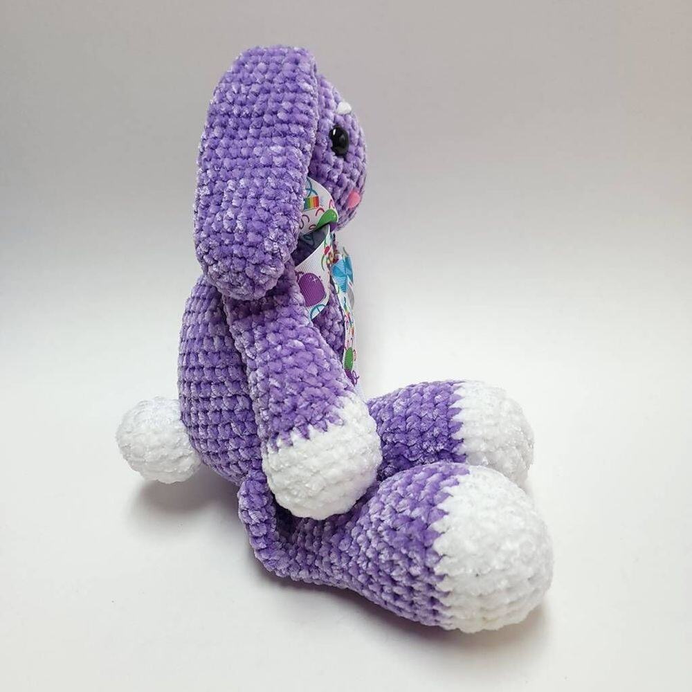Crochet Bunny Handmade Toy Plush Purple Kids Girls Easter Gift Stuffed Animal St - Picture 5 of 8